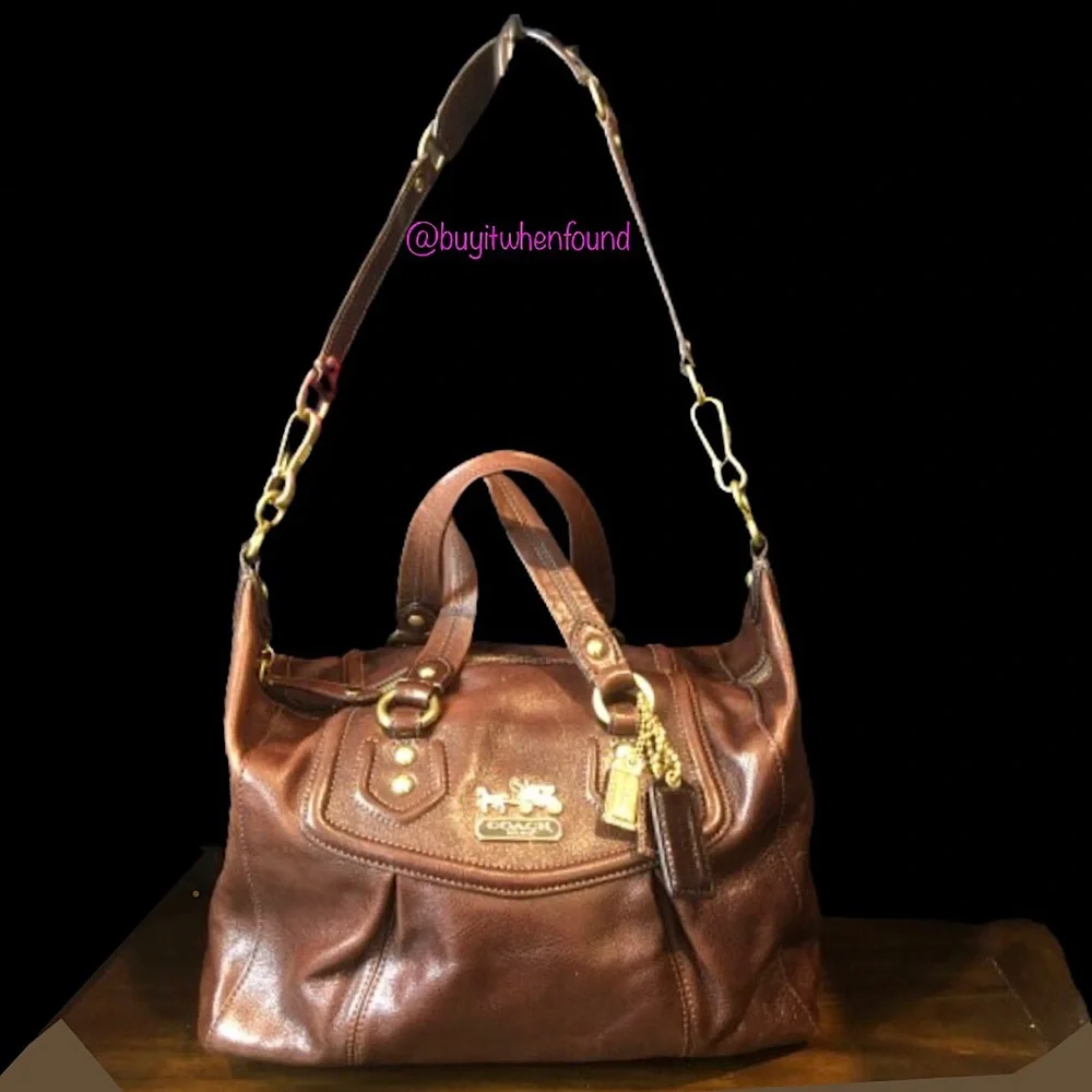 Vintage COACH Full Grain Brown Leather Top Handle Shoulder Bag NWOT